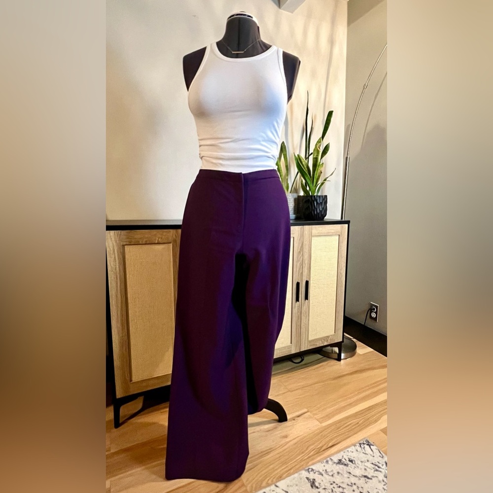 METROSTYLE Plum Wide Leg Dress Pants, Size 14
